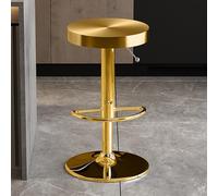 Moderne Contemporain Acier Inoxydable Tabourets De Bar Pivotants Hauteur Réglable Rond Top Pub Bistro Cuisine Salle À Manger Chaise Latérale avec Repose-Pieds Finition Or