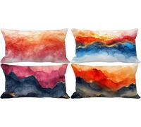 Moderne Coussin Exterieur Impermeable Lin Housse de Coussin Canape 50x80 Lot de 4 Simple Rectangle Taie d'oreiller Extra Douce et Lavable pour Decoration Salon de Jardin Exterieur Terrasse -w1536e