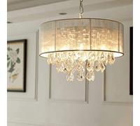 Moderne créatif K9 Cristal Goutte de Pluie Lustre personnalité éclairage encastré plafonnier Forme de Tambour Tissu Abat-Jour Luxueux décor Suspension Lampe Salle de Bains Chambre Salon Suspension