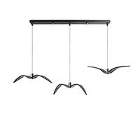 Moderne Créatif Mouette Conception Lustre,Suspension Pour île De Cuisine Salle à Manger Salon Bureau Éclairage,Led Pendant Light-Lumière chaude Plaque longue noire de 3 têtes