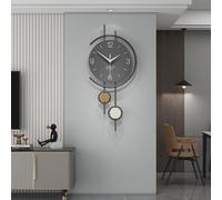 Moderne Créative Horloge Murale, Minimaliste Cadre en Métal Décorative Horloge Murale Silencieuse Alimentée par batterie Horloge à Quartz Mode Art Déco pour Salon Chambre Bureau Cuisine Etude, Noir