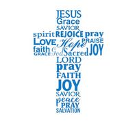 Moderne Croix Jésus Christ Dieu Psaume Prière Autocollant Mural Salon Chambre Chrétien Bible Verset Citation Autocollant Mural Petit - 39x56 cm