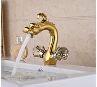 Moderne De Luxe Or Dragon Forme Double Poignée Monotrou Bassin Robinet Salle De Bains Cascade Mélangeur Robinet Eau Chaude Et Froide Robinet D'eau Dragon