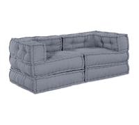 Moderne Des poufs modulaires Lot de 2 Coussins extérieurs-en tissu gris - 2 pcs @FR(911110)