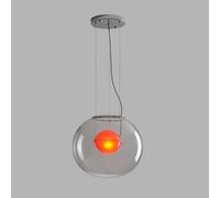 Moderne Dorp Light Grand Globe Suspension Lampe Verre Clair Luminaire Double-Deck Suspension Lumière Créative Suspensions pour Bar Cuisine Île Ferme Véranda, Red, 30 * 26CM