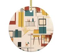 Moderne du Milieu du Siècle Artisanat Noël Suspension Céramique Ornements pour Magasins Bureau Intérieur