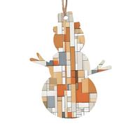 Moderne du milieu du siècle - Décorations de Noël en bois fabriquées à la main - Décoration suspendue imprimée double face pour cadeaux de maison d'arbre 2 pièces