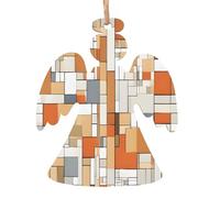 Moderne du milieu du siècle - Décorations de Noël en bois fabriquées à la main - Décoration suspendue imprimée double face pour cadeaux de maison d'arbre 2 pièces