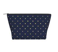 Moderne élégant Bleu Marine à Pois dorés, Trousse de Toilette Trousse de Maquillage Sac à cosmétiques Trousse de Toilette de Voyage Portable