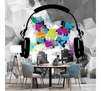 Moderne élégant musique Cool abstrait casque Mural papier peint salon chambre créatif fond mur décor fresque a Murale Papier Peint 3D Salle de séjour Chambre à coucher séjour Mural enfant-350cm×256cm