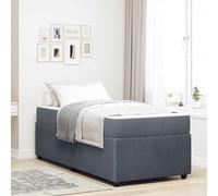 Moderne en Bois Gris 80 x 200 cm | Cadre de lit avec matelas Gris foncé 80 x 200 cm tissu, Lit à lattes avec sommier tapissier, Ensemble literie complet pour