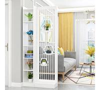 Moderne en Bois Sol À Plafond Séparateur Pièce avec Tiroirs Intégrés et Étagères D’exposition Multi Fonctionnel Séparateur Maison Bureau pour Séparation Pièce(Black,60*30*205cm/23.6*11.8*80.7in)