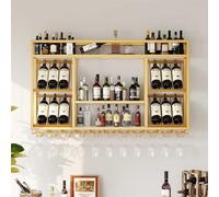 Moderne en métal en métal Mural monté avec Porte-vin en Verre étagère de vin de vin de vin Industriel Mur à vins Moderne Bouteille de vin Suspendu et Porte-Verre, vin de Grande capacité