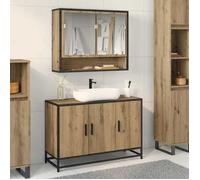 Moderne Ensemble de mobilier de salle de bain - Placard de rangement 2 pcs Chêne artisanal@FR(172305）