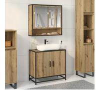 Moderne Ensemble de mobilier de salle de bain - Placard de rangement 2 pcs Chêne artisanal@FR(508126）