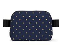 Moderne et élégant Bleu Marine à Pois dorés,Sac Banane carré de Voyage, Sac de Poitrine décontracté, Sac Banane pour Hommes et Femmes