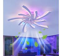 Moderne Étoile Blanche Ventilateur De Plafond Silencieux Avec Lumiere Et Telecommande Chambre RGB Enfant Plafonnier Ventilateur Moteur DC 6 Vitesses Réversible Pour Salon Enfant Chambre