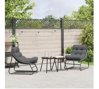 Moderne Fauteuil/Siège d'Extérieur, Chaises Relaxantes de Jardin 2 pcs avec Coussin Noir 60x80x71 cm Acier @FR(927617)