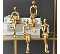 Moderne Figure Statue Sculpture Abstraite Artisanat Figurine Ornement esthétiques dorés pour Salon Appartement Bar résine dorée Ensemble de 5