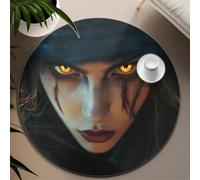 Moderne foncé 180cm - Tapis Ronds Style Gothique Halloween Sorcière Motif Cercle à Poils Ras Tapis de Sol pour Salon Chambre à Coucher Entrée Lavage en Machine