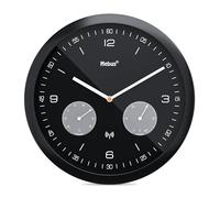 Moderne Funk-Wanduhr mit Temperaturanzeige und Hygrometer, Durchmesser 26cm / Modell: 52825 / Farbe: Schwarz