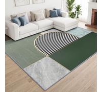 Moderne Géométrique Abstrait Tapis intérieur Facile à Nettoyer, Bois Veiné Sarcelle Blocs de Couleur Marbre Tapis 240 x 300 cm pour Salon Chambre Cuisine EntréE pour Un Usage Quotidien