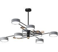Moderne GHT Luxe Spoutnik Chandeer Industriel Ceing Ghts Gris Vert Nordique Molécule Lampe 8 GHT Dimmable LED Bois Suspendu Pendentif GHT pour Cuisine Salle à Manger Ving Room Ch, Gray-8 Lights
