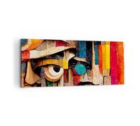 Moderne Impression sur Toile 100x40cm Image Tableau Decoration Murale Abstraction Bois Sculpture Tableaux Decoratifs Muraux Chambre Panoramique Deco Cadre Décoration Salon Art Wall AB100x40-5678