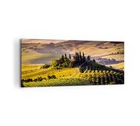 Moderne Impression sur Toile 100x40cm Image Tableau Decoration Murale Agriculture ferme toscane vignoble Tableaux Decoratifs Muraux Chambre Panoramique Deco Décoration Salon Art Wall AB100x40-2465