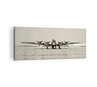 Moderne Impression sur Toile 100x40cm Image Tableau Decoration Murale Avion Vieux Bombardier Grand Tableaux Decoratifs Muraux Chambre Panoramique Deco Cadre Décoration Salon Art Wall AB100x40-4184