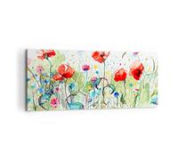 Moderne Impression sur Toile 100x40cm Image Tableau Decoration Murale Fleurs Prairie feuille nature Tableaux Decoratifs Muraux Chambre Panoramique Deco Cadre Décoration Salon Art Wall AB100x40-3076