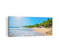 Moderne Impression sur Toile 100x40cm Image Tableau Decoration Murale Île paysage maledivy liberté Tableaux Decoratifs Muraux Chambre Panoramique Deco Cadre Décoration Salon Art Wall AB100x40-2391