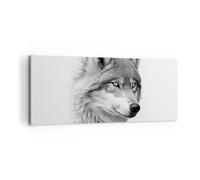 Moderne Impression sur Toile 100x40cm Image Tableau Decoration Murale Loup Animal Scandinave Grand Tableaux Decoratifs Muraux Chambre Panoramique Deco Cadre Décoration Salon Art Wall AB100x40-5661