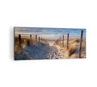 Moderne Impression sur Toile 100x40cm Image Tableau Decoration Murale mer plage dune Grand Tableaux Decoratifs Muraux Chambre Cuisine Panoramique Deco Cadre Décoration Salon Art Wall AB100x40-3612