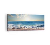 Moderne Impression sur Toile 100x40cm Image Tableau Decoration Murale mer rivage eau Grand Tableaux Decoratifs Muraux Chambre Cuisine Panoramique Deco Cadre Décoration Salon Art Wall AB100x40-3551