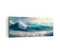 Moderne Impression sur Toile 100x40cm Image Tableau Decoration Murale Mer Vagues Bord De Mer Grand Tableaux Decoratifs Muraux Chambre Panoramique Deco Cadre Décoration Salon Art Wall AB100x40-5780