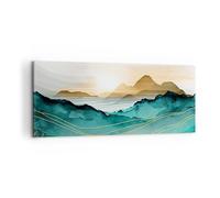 Moderne Impression sur Toile 100x40cm Image Tableau Decoration Murale Paysage Montagnes Moderne Grand Tableaux Decoratifs Muraux Chambre Panoramique Deco Cadre Décoration Salon Art Wall AB100x40-5706
