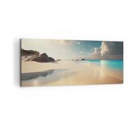 Moderne Impression sur Toile 100x40cm Image Tableau Decoration Murale Plage Sauvage Océan Bord Grand Tableaux Decoratifs Muraux Chambre Panoramique Deco Cadre Décoration Salon Art Wall AB100x40-6016