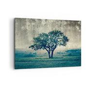 Moderne Impression sur Toile 100x70cm Image Tableau Decoration Murale arbre nature champ Grand Tableaux Decoratifs Muraux Chambre Cuisine Horizontal Deco Cadre Décoration Salon Art Wall AA100x70-3627
