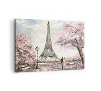 Moderne Impression sur Toile 100x70cm Image Tableau Decoration Murale Arbres Eiffle Couple France Tableaux Decoratifs Muraux Chambre Horizontal Deco Cadre Décoration Salon Art Wall AA100x70-3147