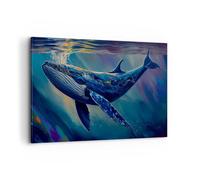 Moderne Impression sur Toile 100x70cm Image Tableau Decoration Murale Baleine Océan Sous-Marin Grand Tableaux Decoratifs Muraux Chambre Horizontal Deco Cadre Décoration Salon Art Wall AA100x70-6000