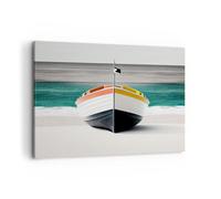 Moderne Impression sur Toile 100x70cm Image Tableau Decoration Murale Bateau Mer Bord De Mer Grand Tableaux Decoratifs Muraux Chambre Horizontal Deco Cadre Décoration Salon Art Wall AA100x70-6008