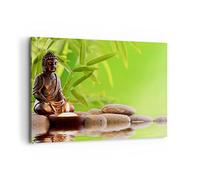 Moderne Impression sur Toile 100x70cm Image Tableau Decoration Murale Bouddhisme Feng Shui Spa bambou Tableaux Decoratifs Muraux Chambre Horizontal Deco Cadre Décoration Salon Art Wall AA100x70-2392