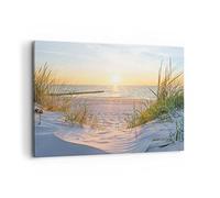 Moderne Impression sur Toile 100x70cm Image Tableau Decoration Murale dune plage mer Grand Tableaux Decoratifs Muraux Chambre Cuisine Horizontal Deco Cadre Décoration Salon Art Wall AA100x70-3989