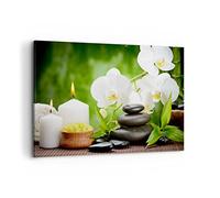 Moderne Impression sur Toile 100x70cm Image Tableau Decoration Murale Fleur aromathérapie spa Grand Tableaux Decoratifs Muraux Chambre Horizontal Deco Cadre Décoration Salon Art Wall AA100x70-2718