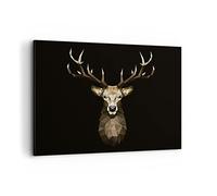 Moderne Impression sur Toile 100x70cm Image Tableau Decoration Murale Géométrique Cerf Moderne Grand Tableaux Decoratifs Muraux Chambre Horizontal Deco Cadre Décoration Salon Art Wall AA100x70-4215