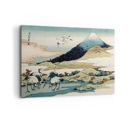 Moderne Impression sur Toile 100x70cm Image Tableau Decoration Murale Japon Grues Image Grand Tableaux Decoratifs Muraux Chambre Cuisine Horizontal Deco Cadre Décoration Salon Art Wall AA100x70-4541