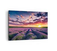 Moderne Impression sur Toile 100x70cm Image Tableau Decoration Murale lavande montagnes champ Grand Tableaux Decoratifs Muraux Chambre Horizontal Deco Cadre Décoration Salon Art Wall AA100x70-3816