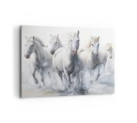 Moderne Impression sur Toile 100x70cm Image Tableau Decoration Murale Les Chevaux Animaux Aquarelle Tableaux Decoratifs Muraux Chambre Horizontal Deco Cadre Décoration Salon Art Wall AA100x70-5807