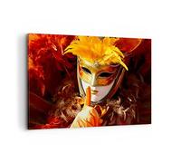Moderne Impression sur Toile 100x70cm Image Tableau Decoration Murale Masque vénitien coloré carnaval Tableaux Decoratifs Muraux Chambre Horizontal Deco Cadre Décoration Salon Art Wall AA100x70-0420